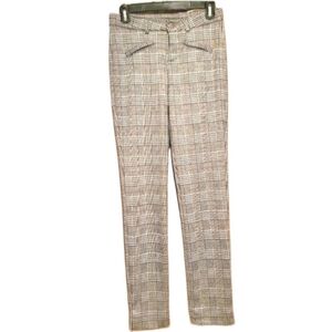 NEW MOTION GINGHAM PLAID PANTS STRAIGHT LEG HIGH RISE BLACK WHITE WOMENS SIZE 3